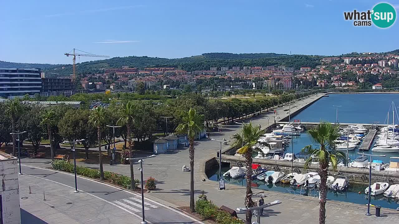 Webcam Koper – Panorama of the marina and promenade from the Grand Hotel Koper
