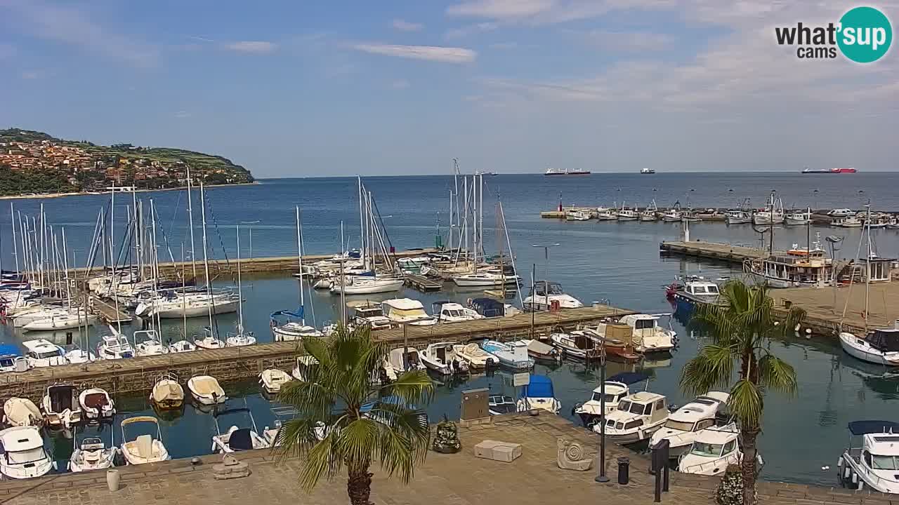 Webcam Koper – Panorama de la marina et de la promenade depuis le Grand Hotel Koper