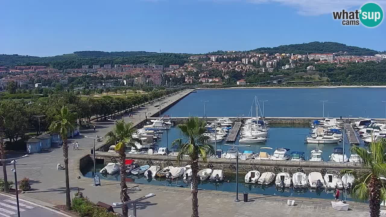 Webcam Koper – Panorama of the marina and promenade from the Grand Hotel Koper