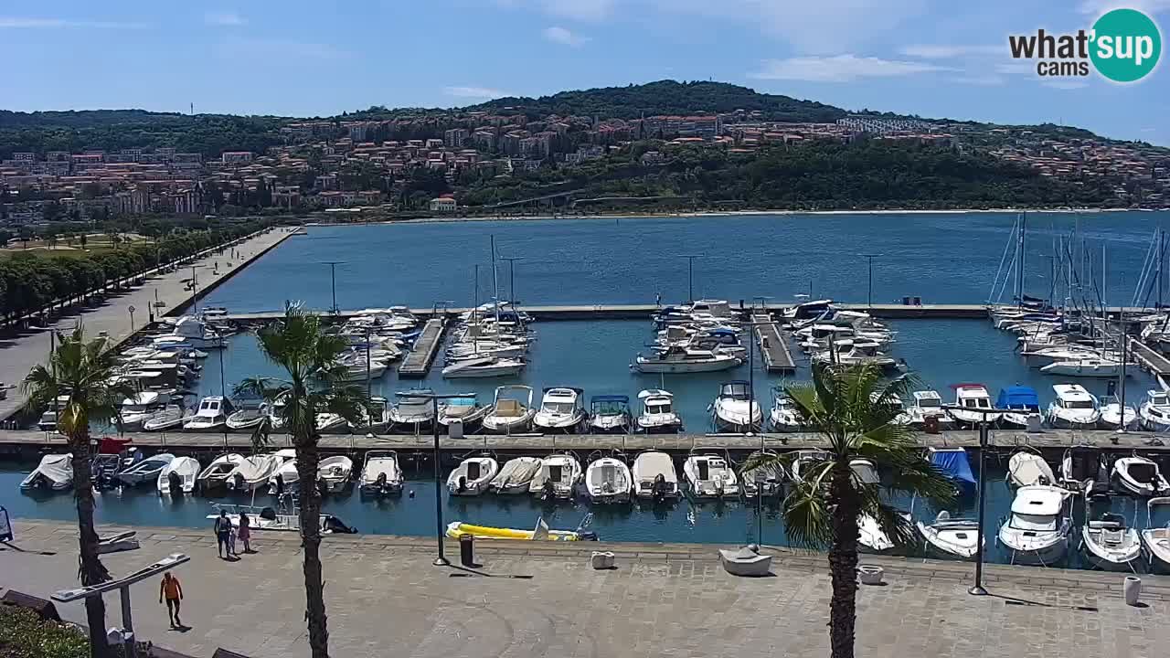 Webcam Koper – Panorama of the marina and promenade from the Grand Hotel Koper