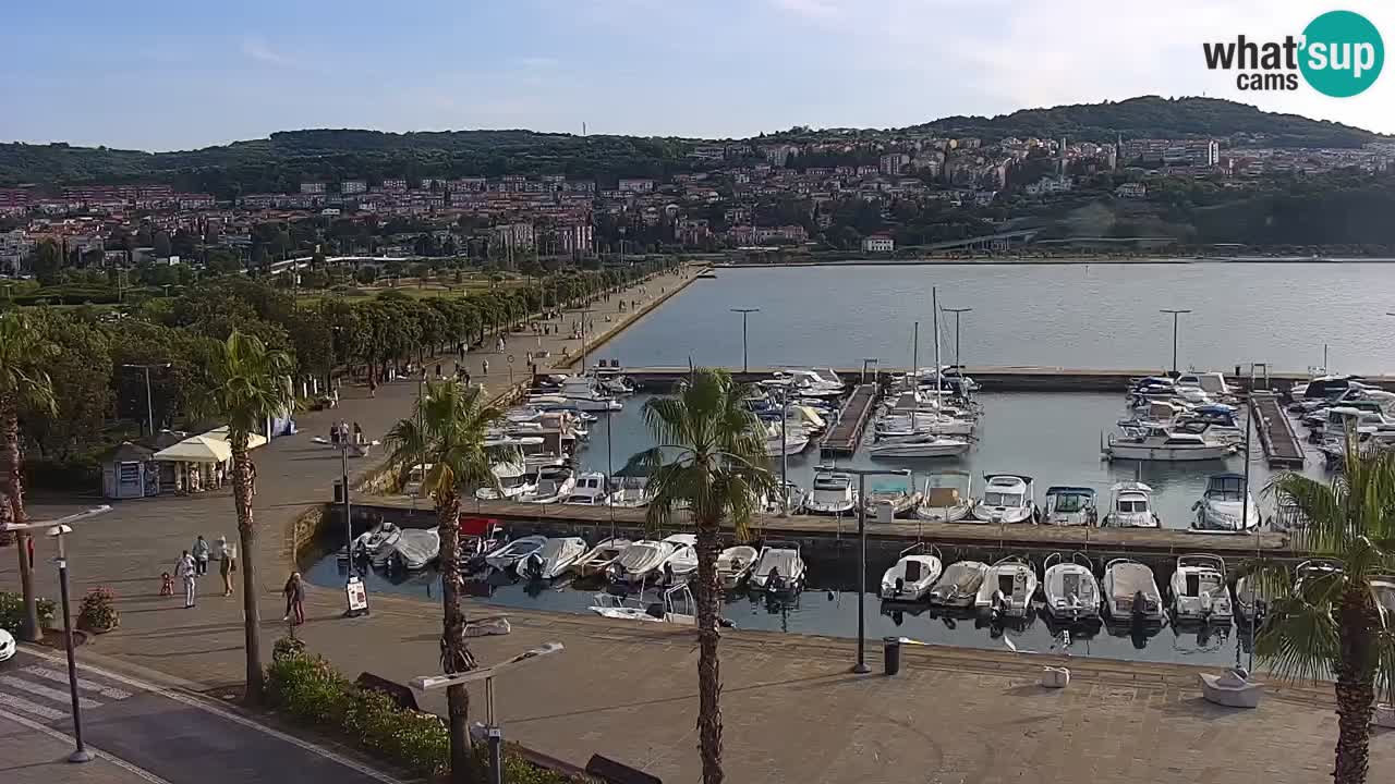 Webcam Koper – Panorama of the marina and promenade from the Grand Hotel Koper