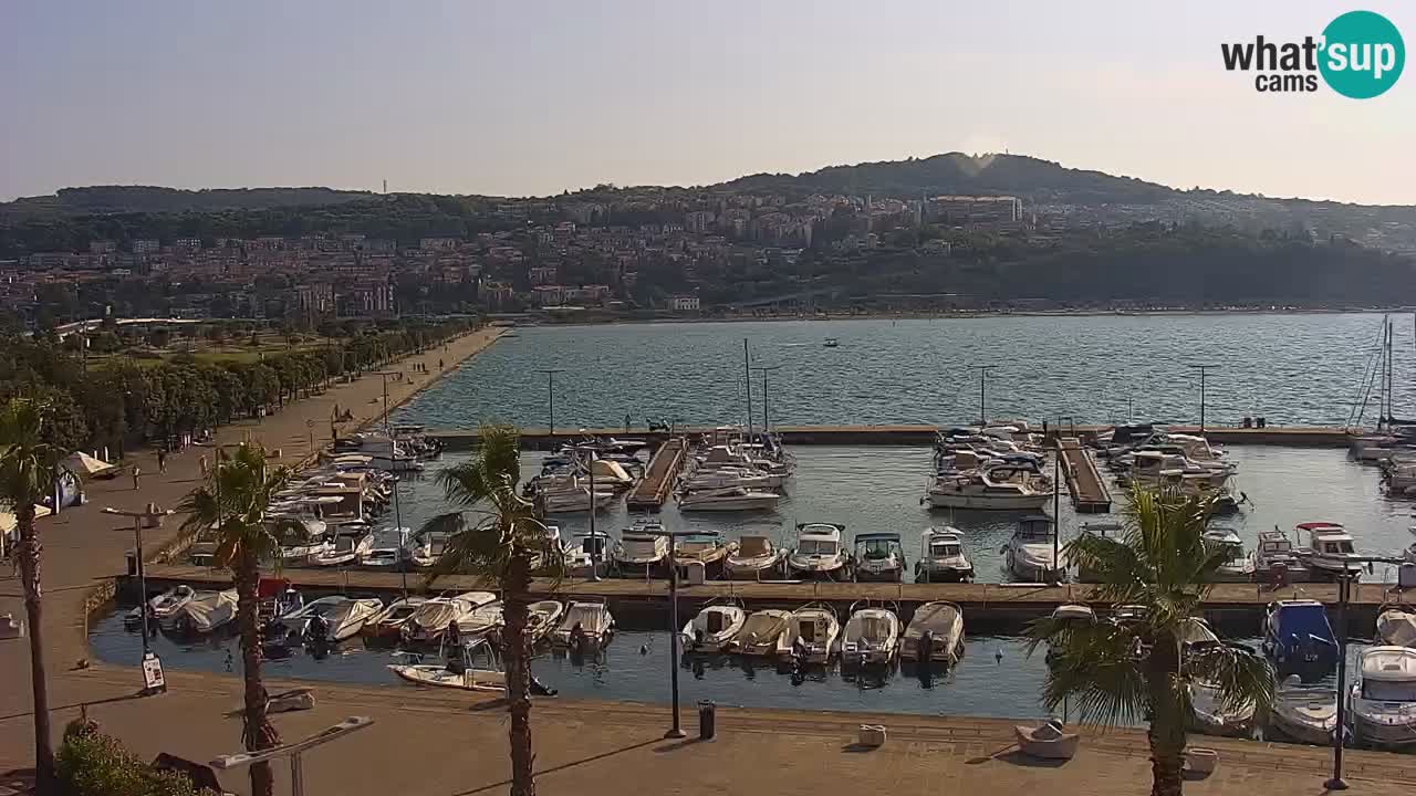 Webcam Koper – Panorama of the marina and promenade from the Grand Hotel Koper