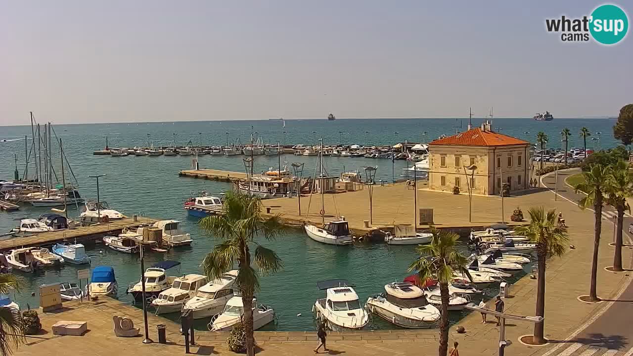 Webcam Koper – Panorama of the marina and promenade from the Grand Hotel Koper