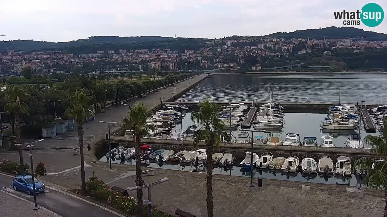 Webcam Koper – Panorama of the marina and promenade from the Grand Hotel Koper