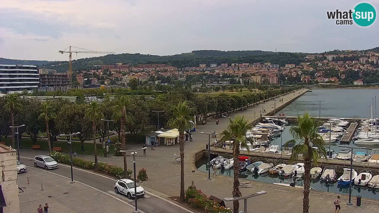 Webcam Koper – Panorama of the marina and promenade from the Grand Hotel Koper