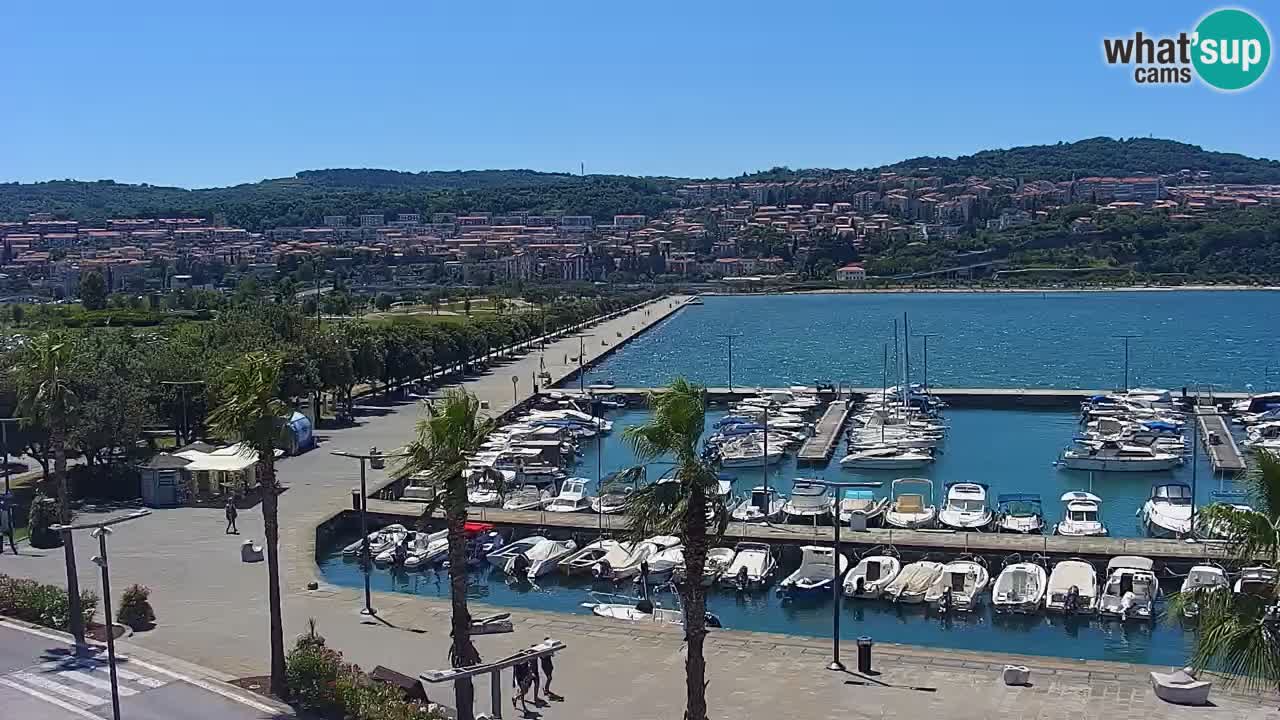 Webcam Koper – Panorama de la marina et de la promenade depuis le Grand Hotel Koper