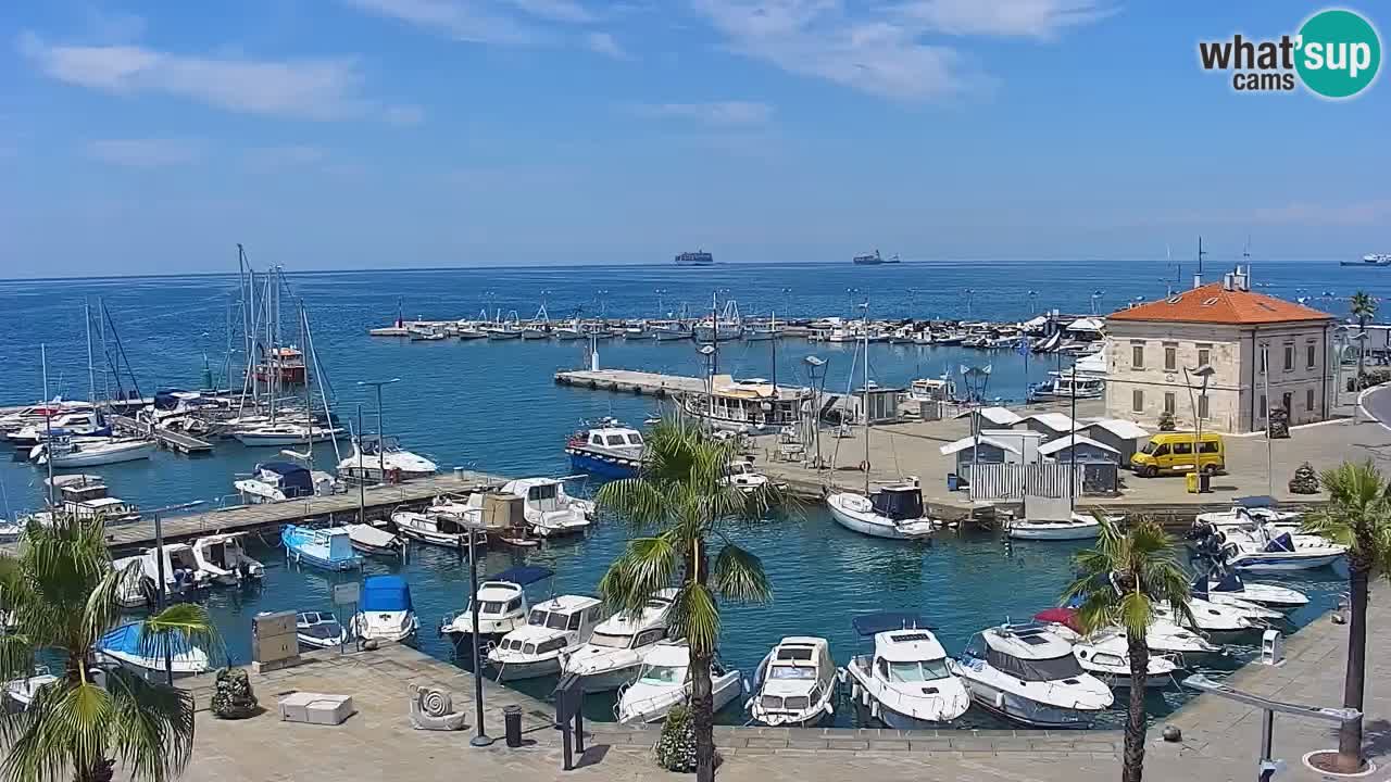 Webcam Koper – Panorama of the marina and promenade from the Grand Hotel Koper