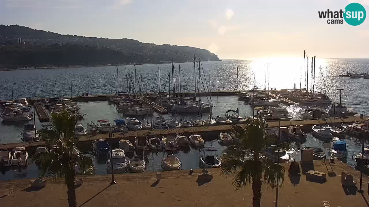 Webcam Koper – Panorama of the marina and promenade from the Grand Hotel Koper