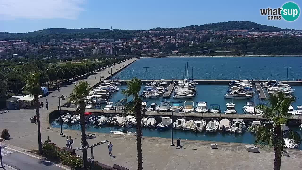 Webcam Koper – Panorama of the marina and promenade from the Grand Hotel Koper