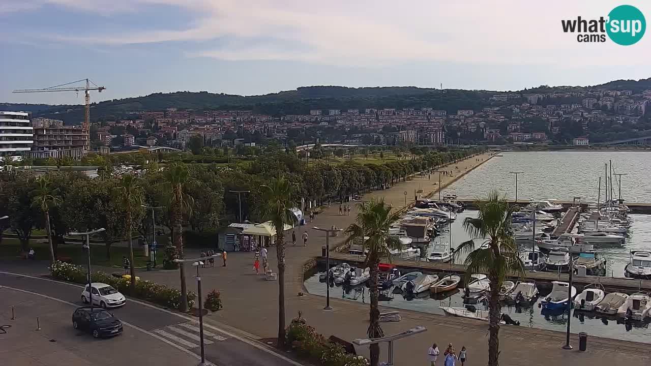 Webcam Koper – Panorama of the marina and promenade from the Grand Hotel Koper