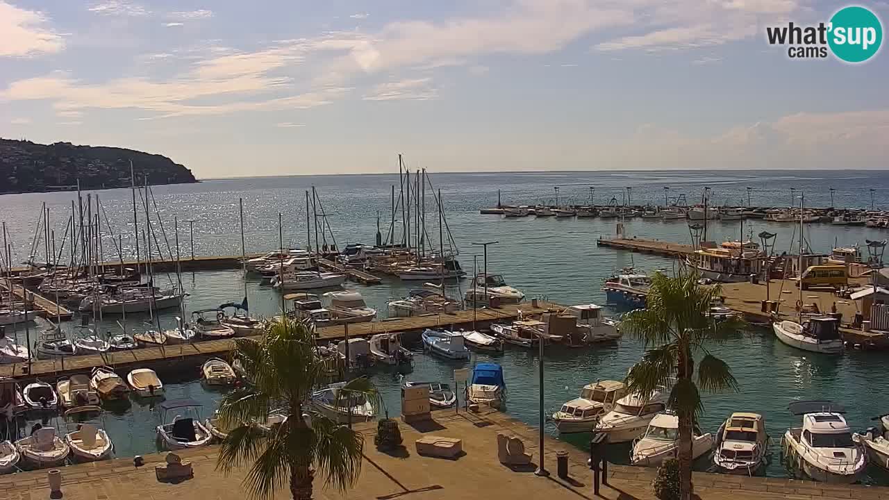 Webcam Koper – Panorama des Jachthafens und der Promenade vom Hotel Grand Koper