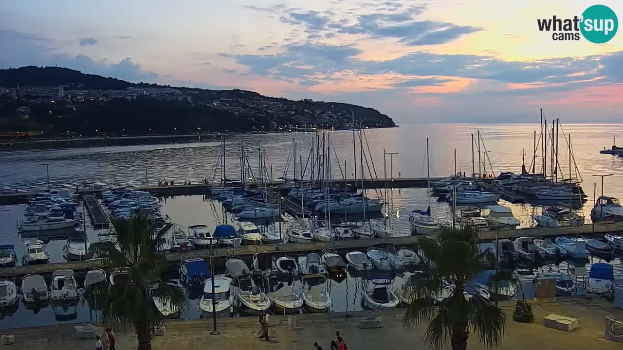 Webcam Koper – Panorama of the marina and promenade from the Grand Hotel Koper