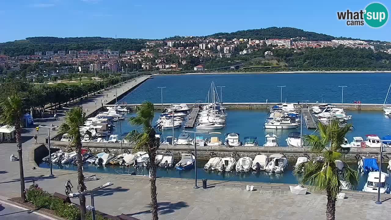 Webcam Koper – Panorama of the marina and promenade from the Grand Hotel Koper