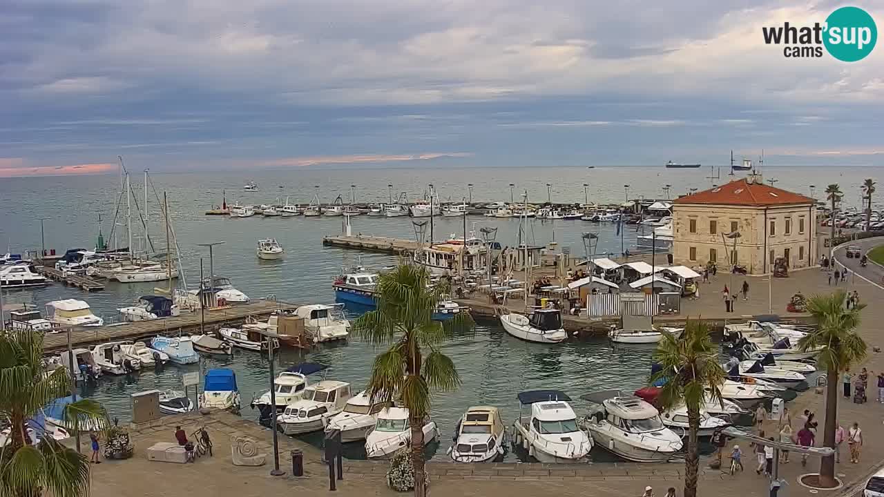 Webcam Koper – Panorama of the marina and promenade from the Grand Hotel Koper