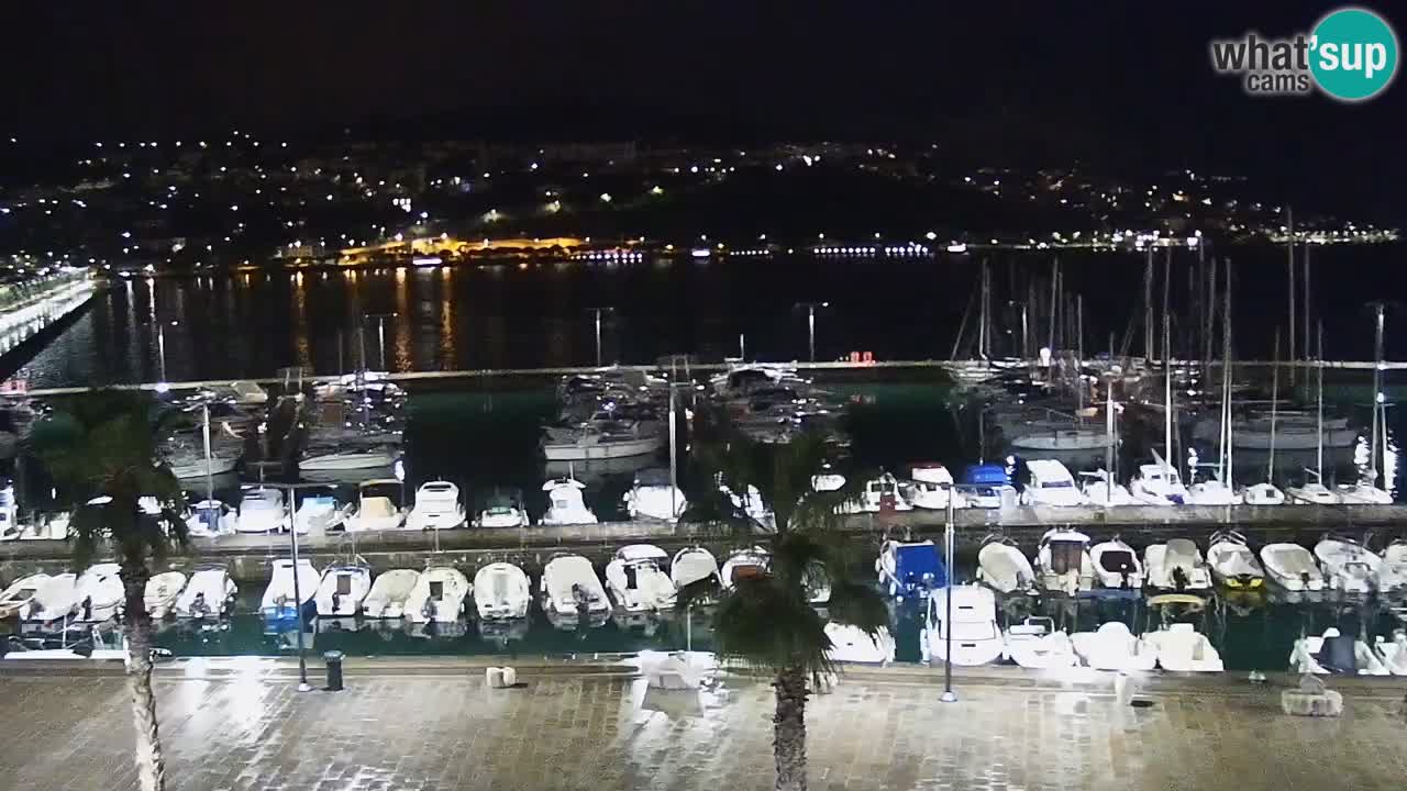 Webcam Koper – Panorama des Jachthafens und der Promenade vom Hotel Grand Koper