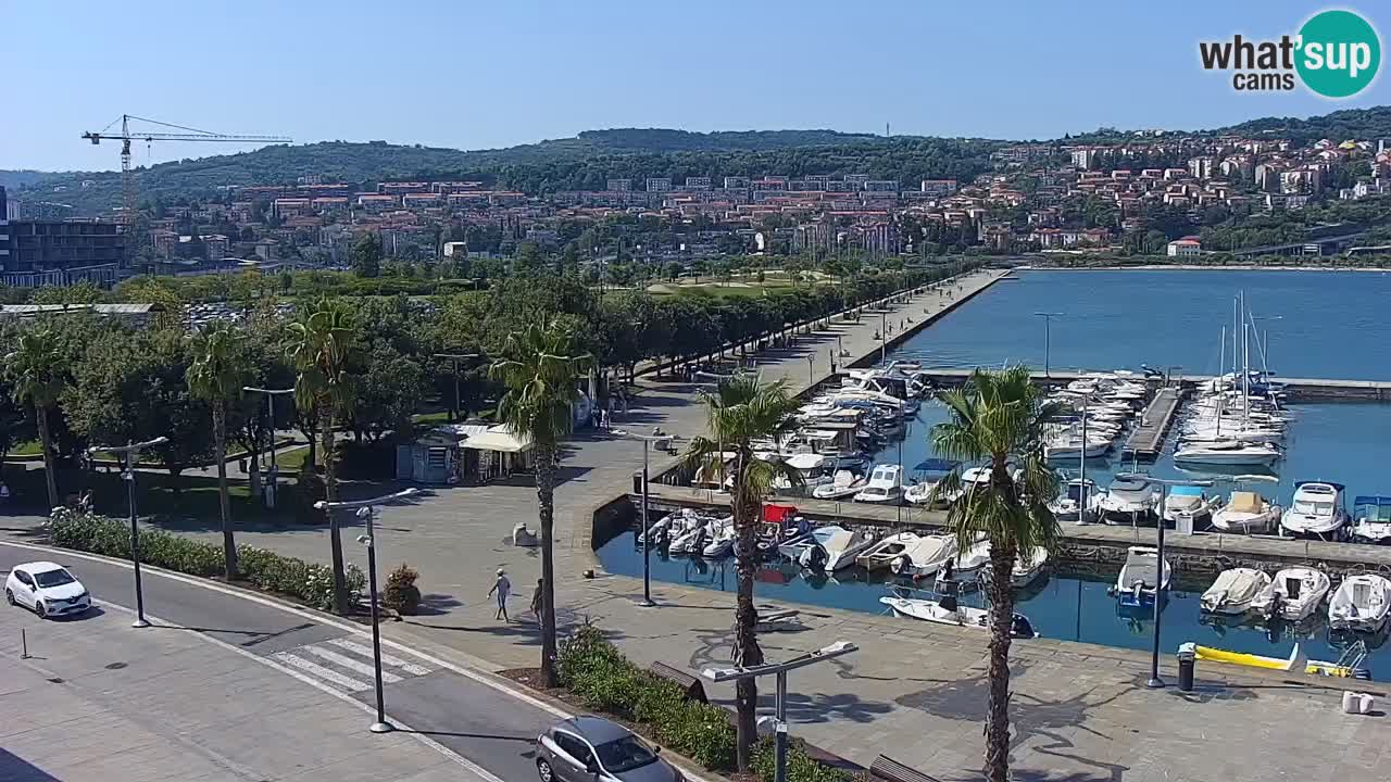 Webcam Koper – Panorama of the marina and promenade from the Grand Hotel Koper