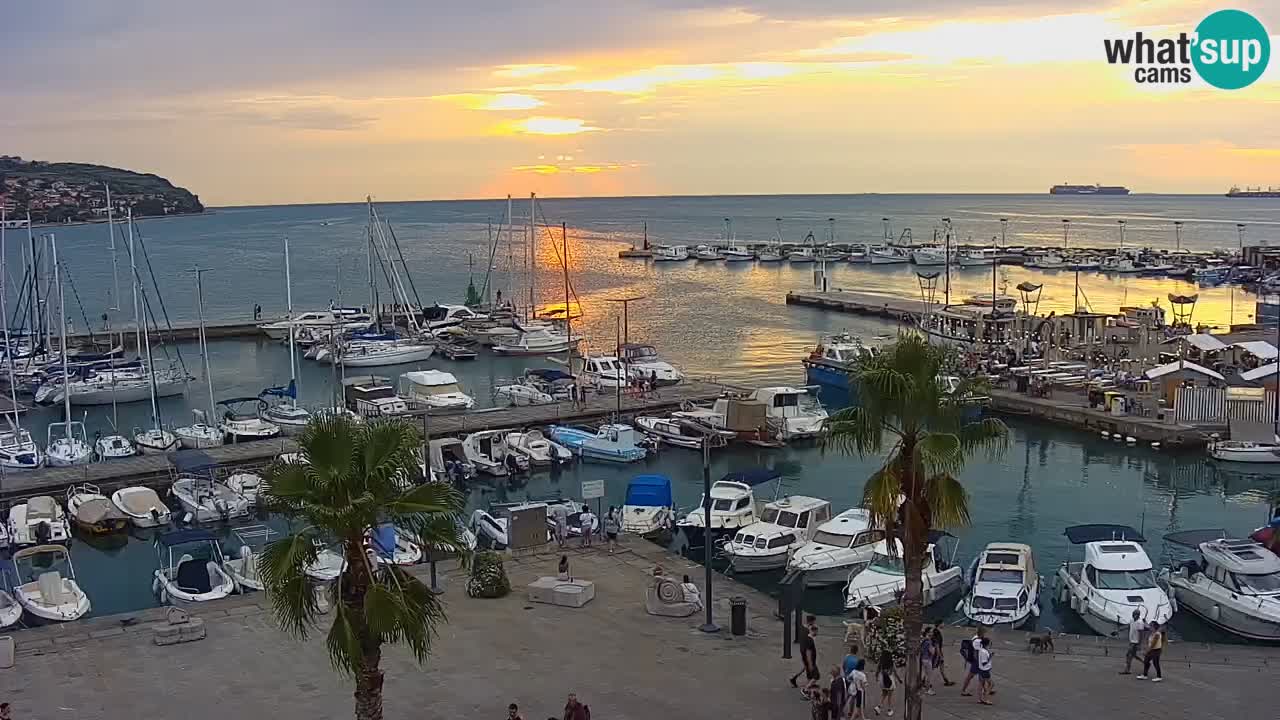 Webcam Koper – Panorama of the marina and promenade from the Grand Hotel Koper