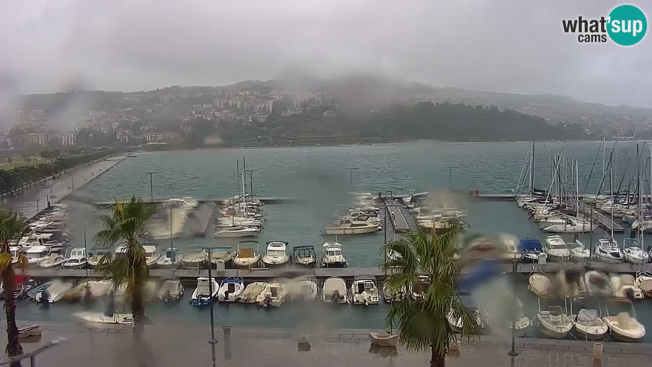 Webcam Koper – Panorama of the marina and promenade from the Grand Hotel Koper