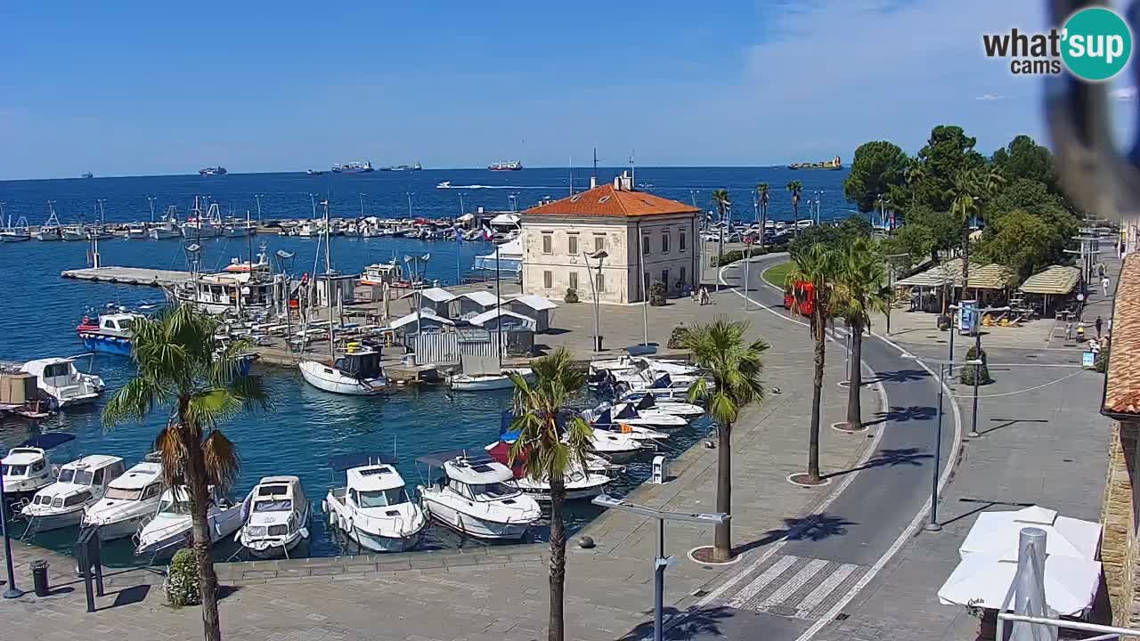 Webcam Koper – Panorama des Jachthafens und der Promenade vom Hotel Grand Koper