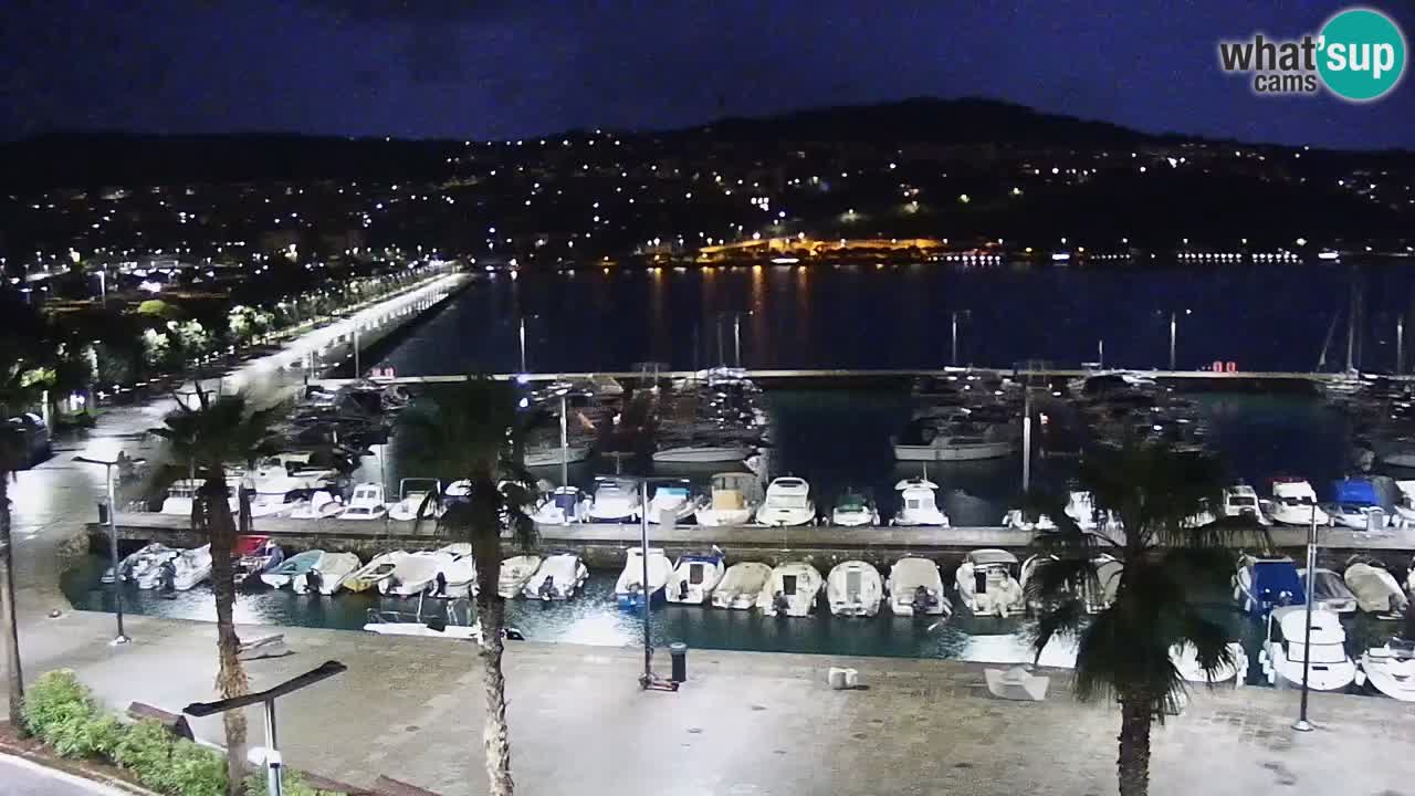 Webcam Koper – Panorama of the marina and promenade from the Grand Hotel Koper