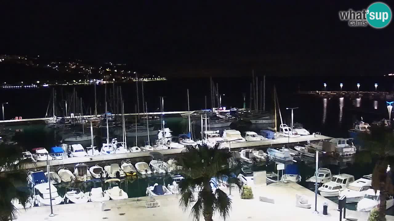 Webcam Koper – Panorama des Jachthafens und der Promenade vom Hotel Grand Koper