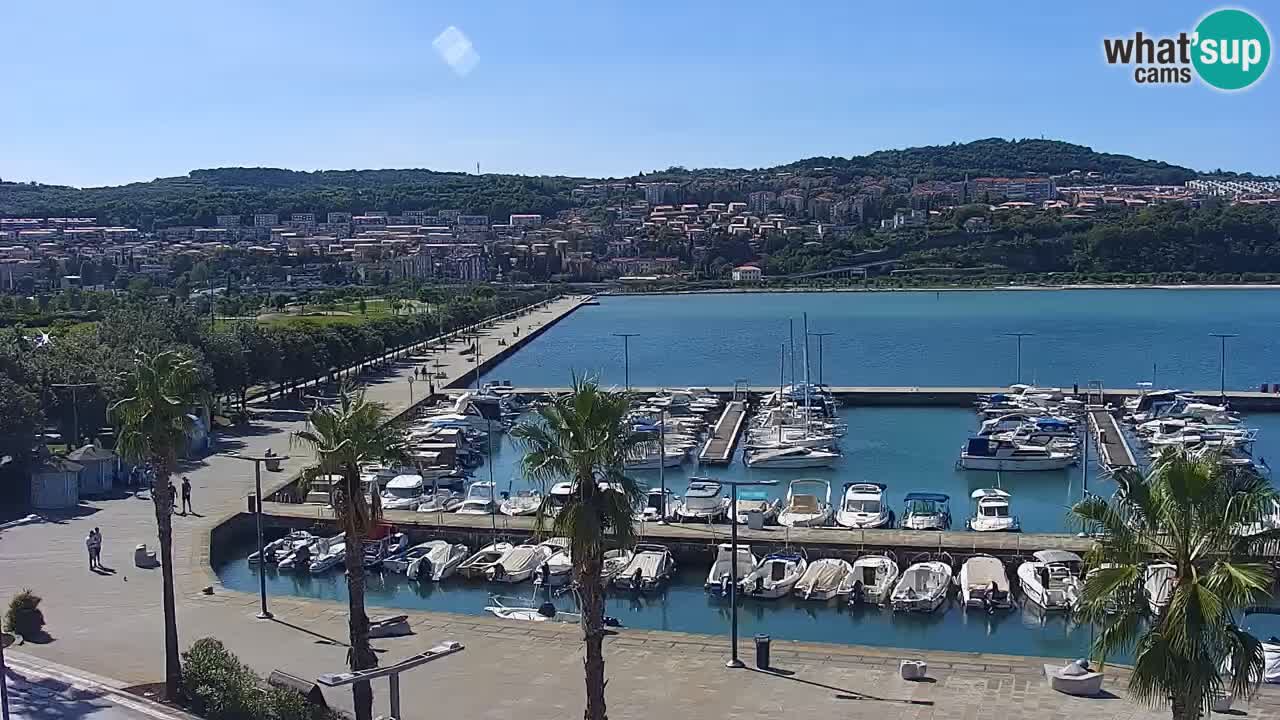 Webcam Koper – Panorama of the marina and promenade from the Grand Hotel Koper