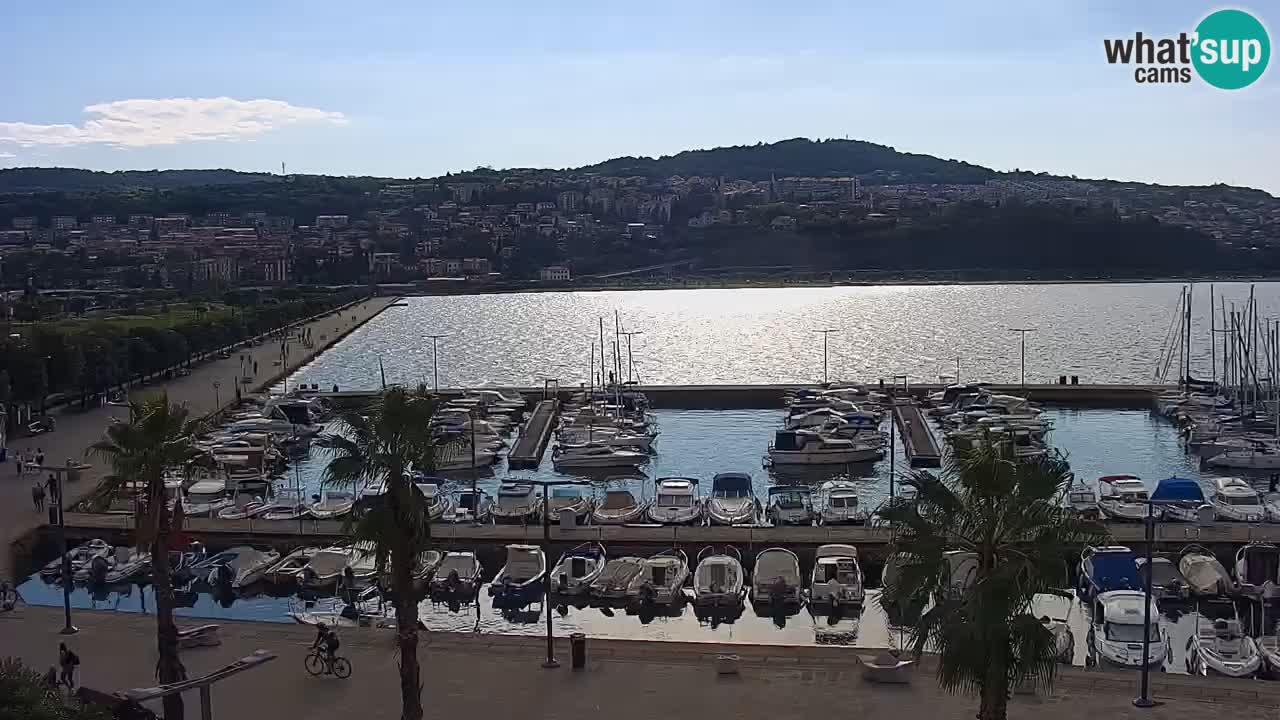 Webcam Koper – Panorama of the marina and promenade from the Grand Hotel Koper