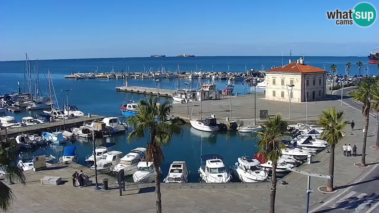 Webcam Koper – Panorama des Jachthafens und der Promenade vom Hotel Grand Koper