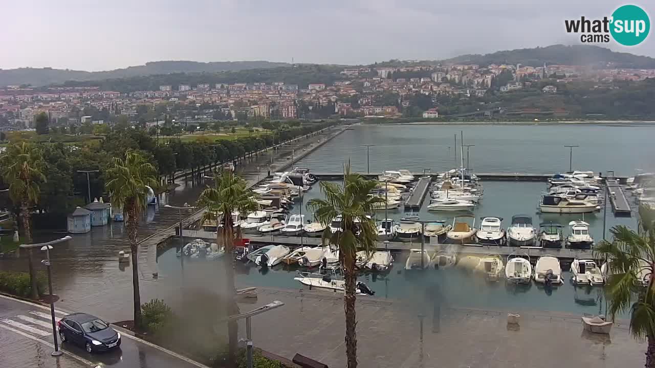 Webcam Koper – Panorama of the marina and promenade from the Grand Hotel Koper