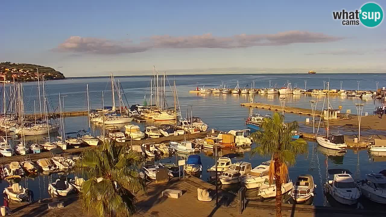 Webcam Koper – Panorama of the marina and promenade from the Grand Hotel Koper