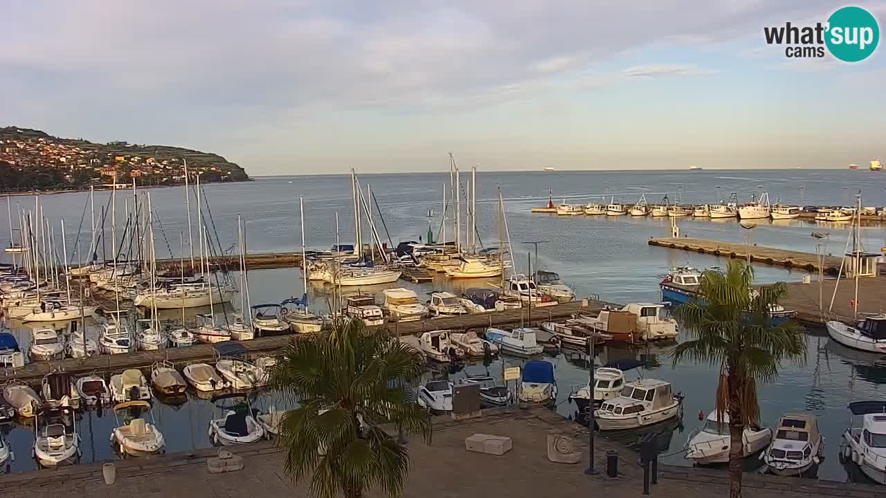 Webcam Koper – Panorama of the marina and promenade from the Grand Hotel Koper