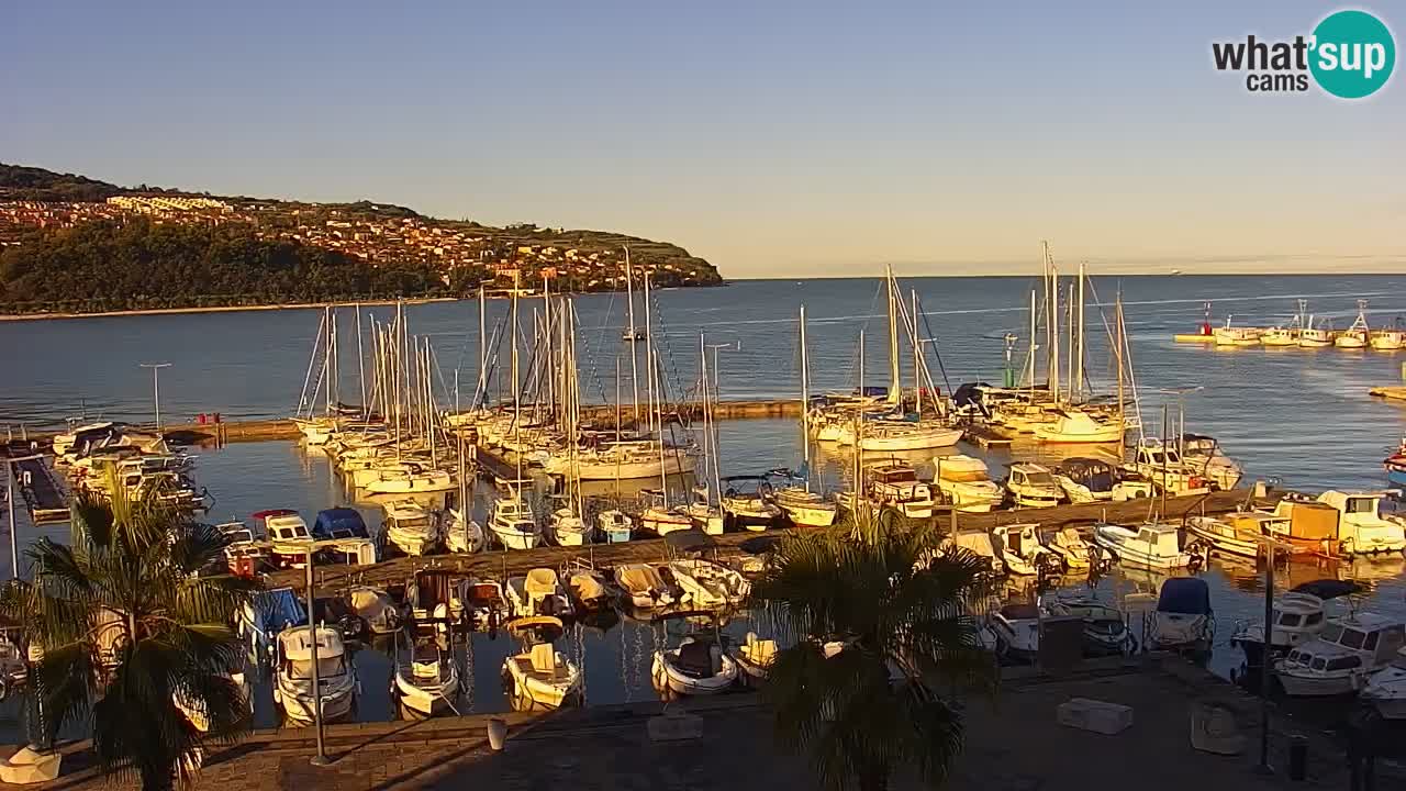 Webcam Koper – Panorama of the marina and promenade from the Grand Hotel Koper