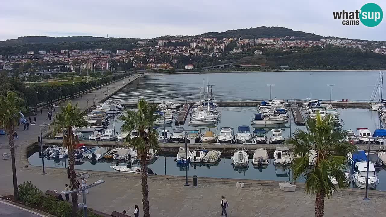 Webcam Koper – Panorama of the marina and promenade from the Grand Hotel Koper