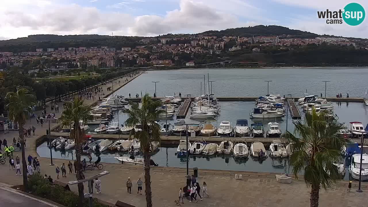 Webcam Koper – Panorama of the marina and promenade from the Grand Hotel Koper