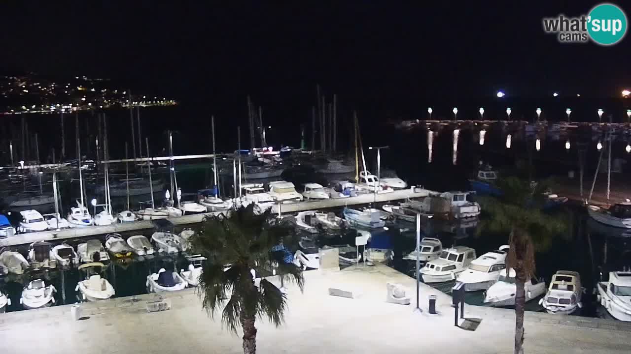 Webcam Koper – Panorama des Jachthafens und der Promenade vom Hotel Grand Koper