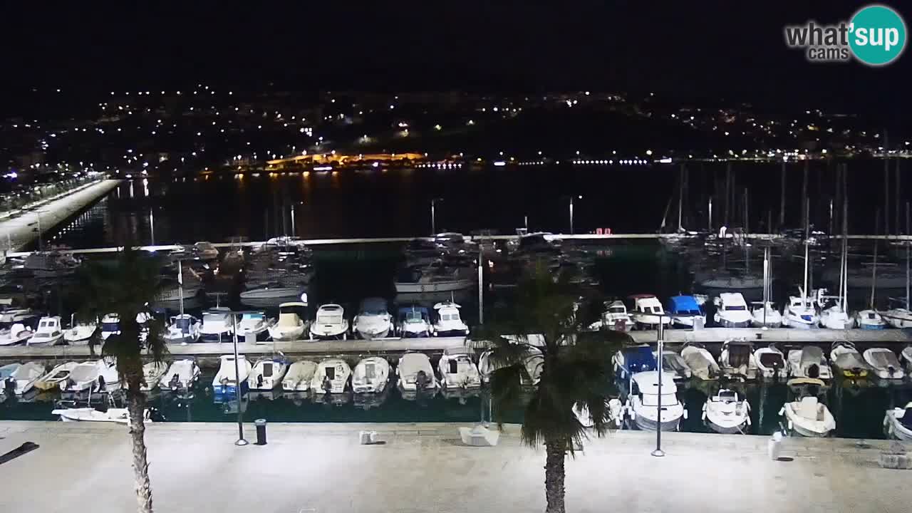 Webcam Koper – Panorama des Jachthafens und der Promenade vom Hotel Grand Koper