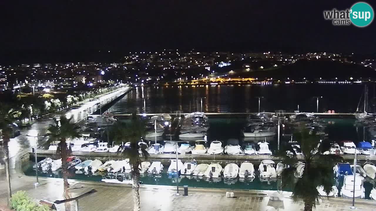 Webcam Koper – Panorama des Jachthafens und der Promenade vom Hotel Grand Koper