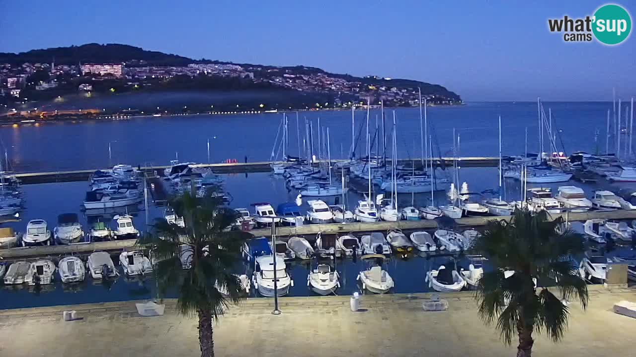 Webcam Koper – Panorama of the marina and promenade from the Grand Hotel Koper
