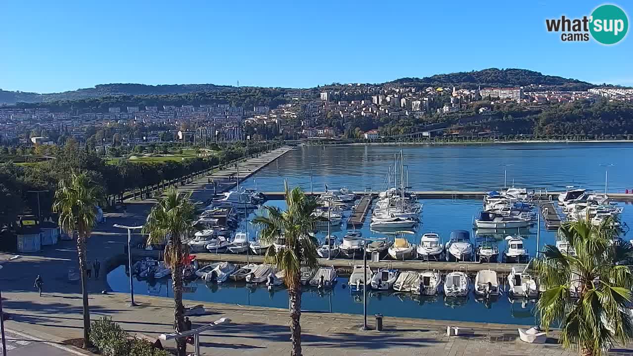 Webcam Koper – Panorama of the marina and promenade from the Grand Hotel Koper