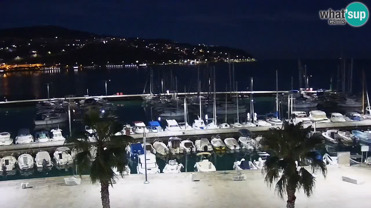 Webcam Koper – Panorama des Jachthafens und der Promenade vom Hotel Grand Koper