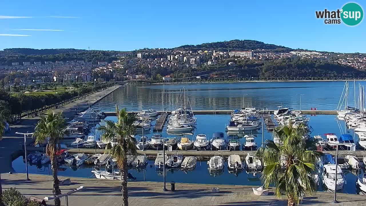 Webcam Koper – Panorama of the marina and promenade from the Grand Hotel Koper
