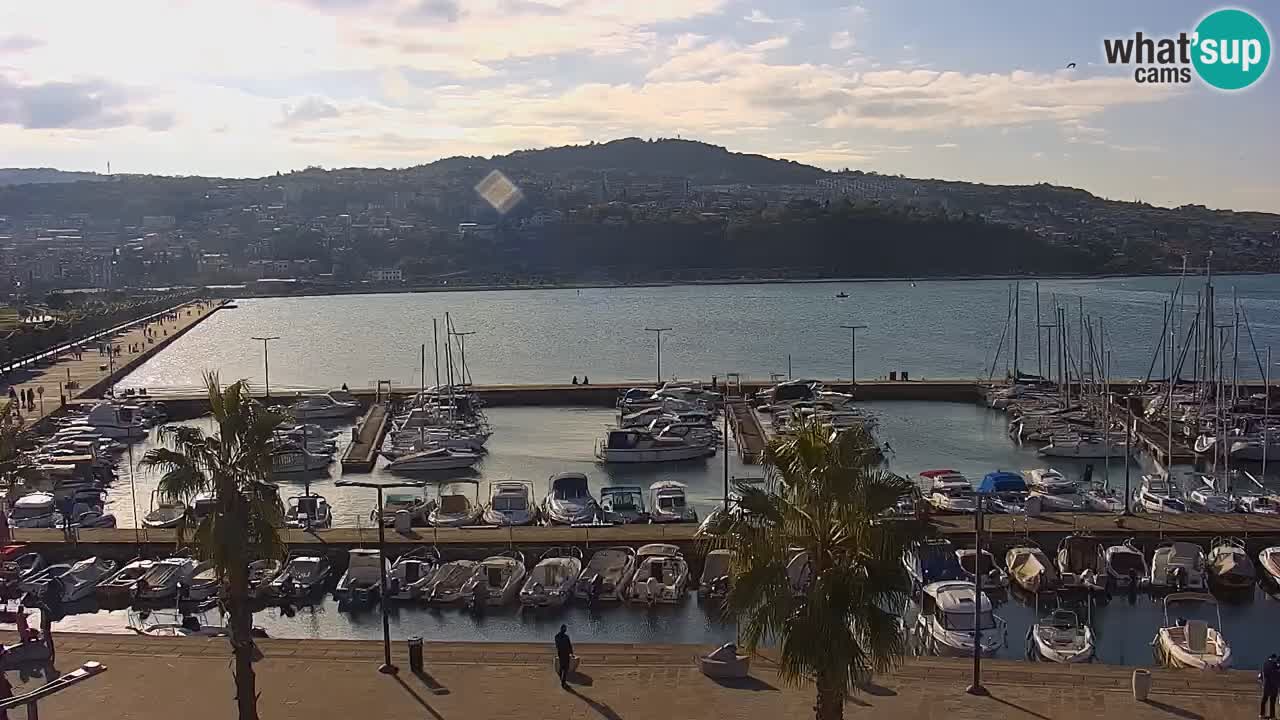 Webcam Koper – Panorama of the marina and promenade from the Grand Hotel Koper
