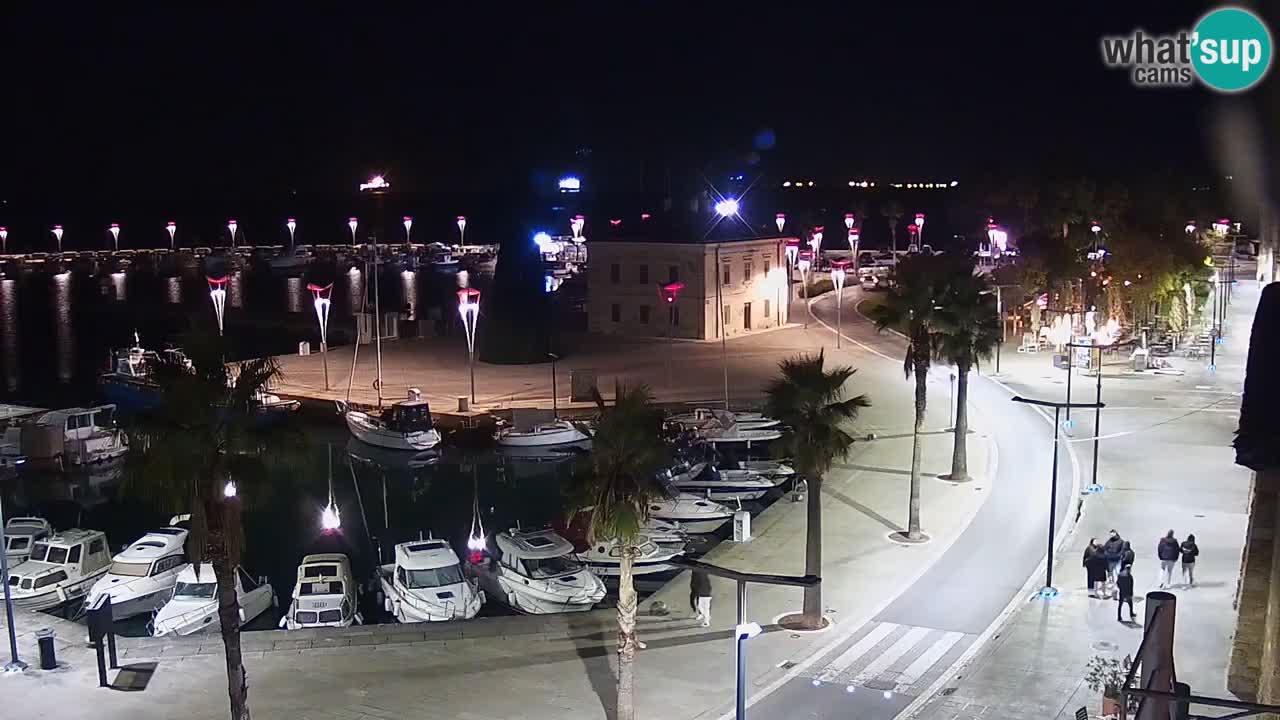 Webcam Koper – Panorama des Jachthafens und der Promenade vom Hotel Grand Koper