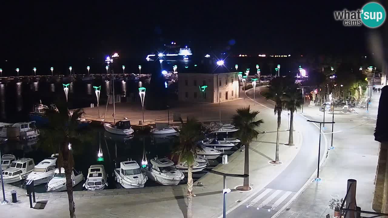 Webcam Koper – Panorama of the marina and promenade from the Grand Hotel Koper