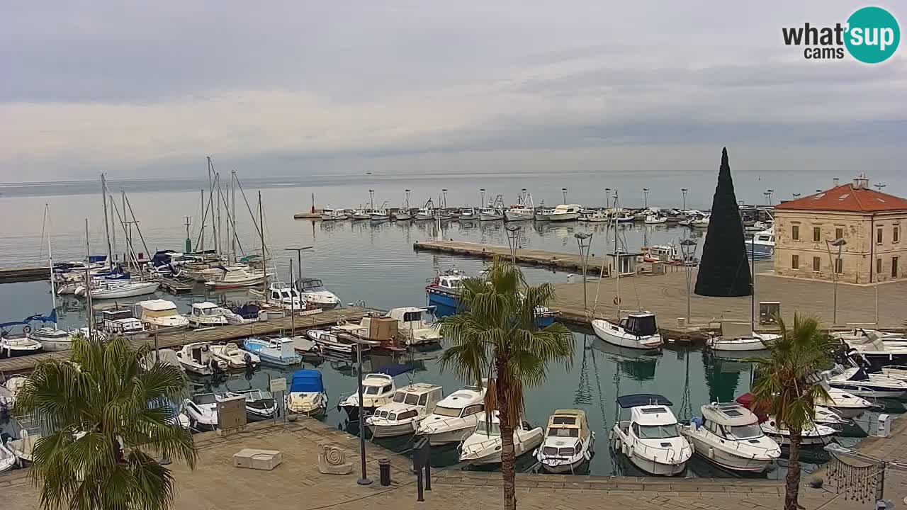 Webcam Koper – Panorama des Jachthafens und der Promenade vom Hotel Grand Koper