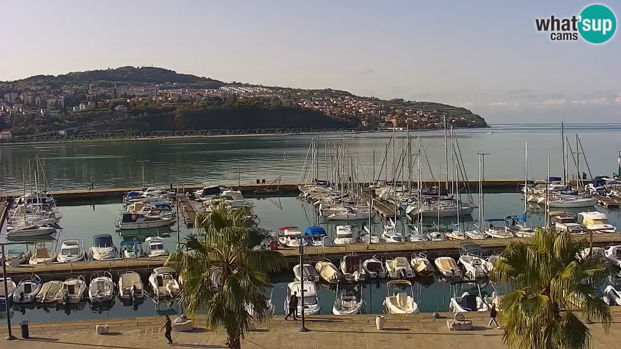 Webcam Koper – Panorama des Jachthafens und der Promenade vom Hotel Grand Koper