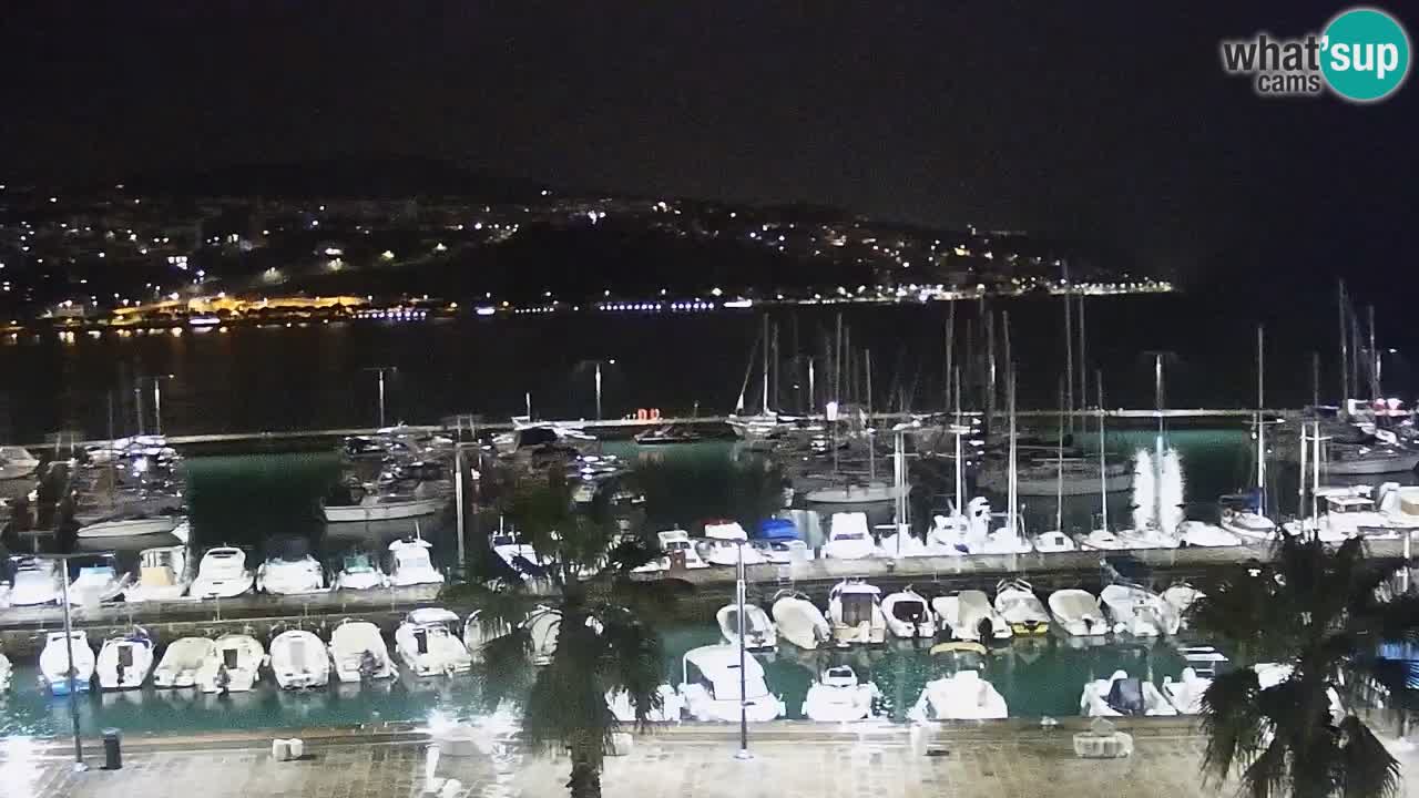 Webcam Koper – Panorama des Jachthafens und der Promenade vom Hotel Grand Koper