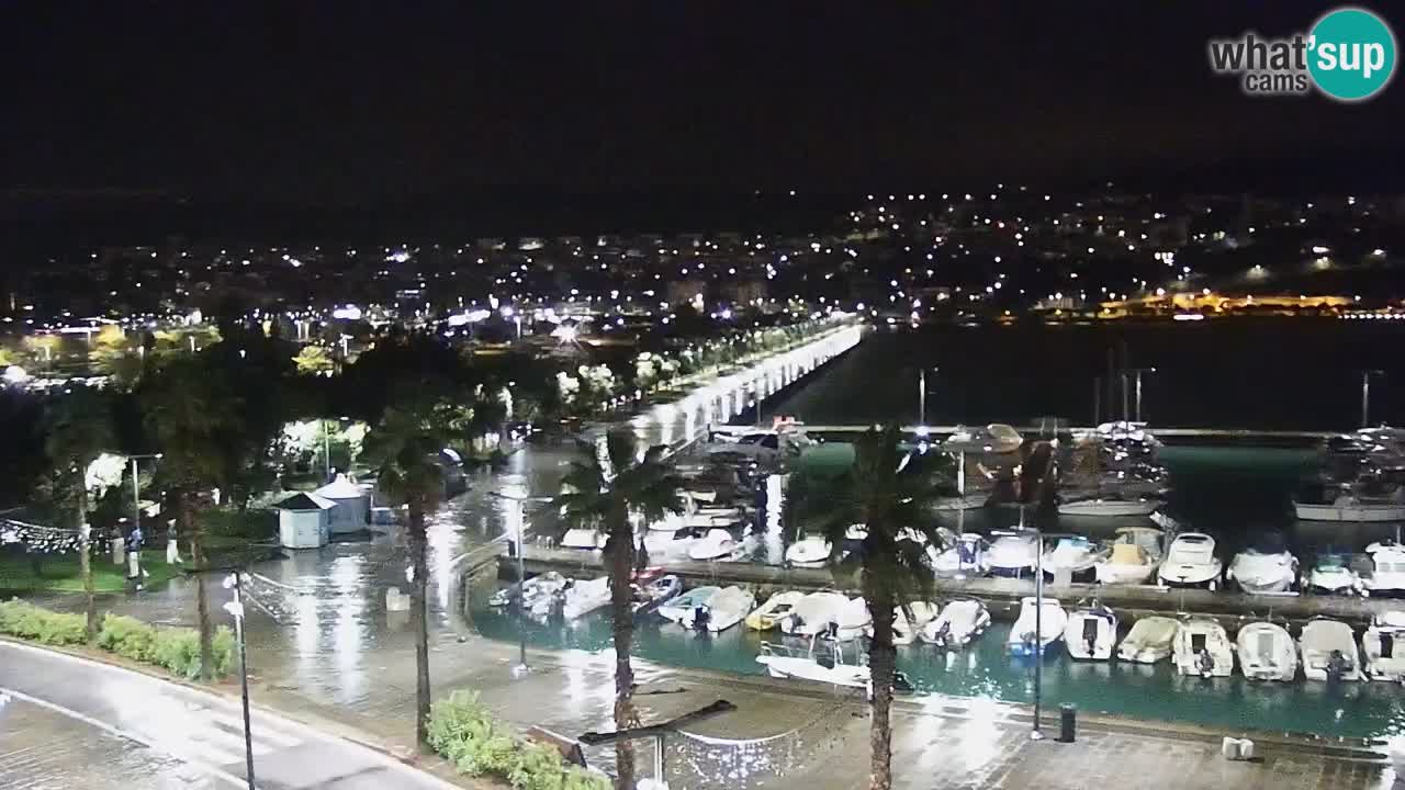 Webcam Koper – Panorama des Jachthafens und der Promenade vom Hotel Grand Koper