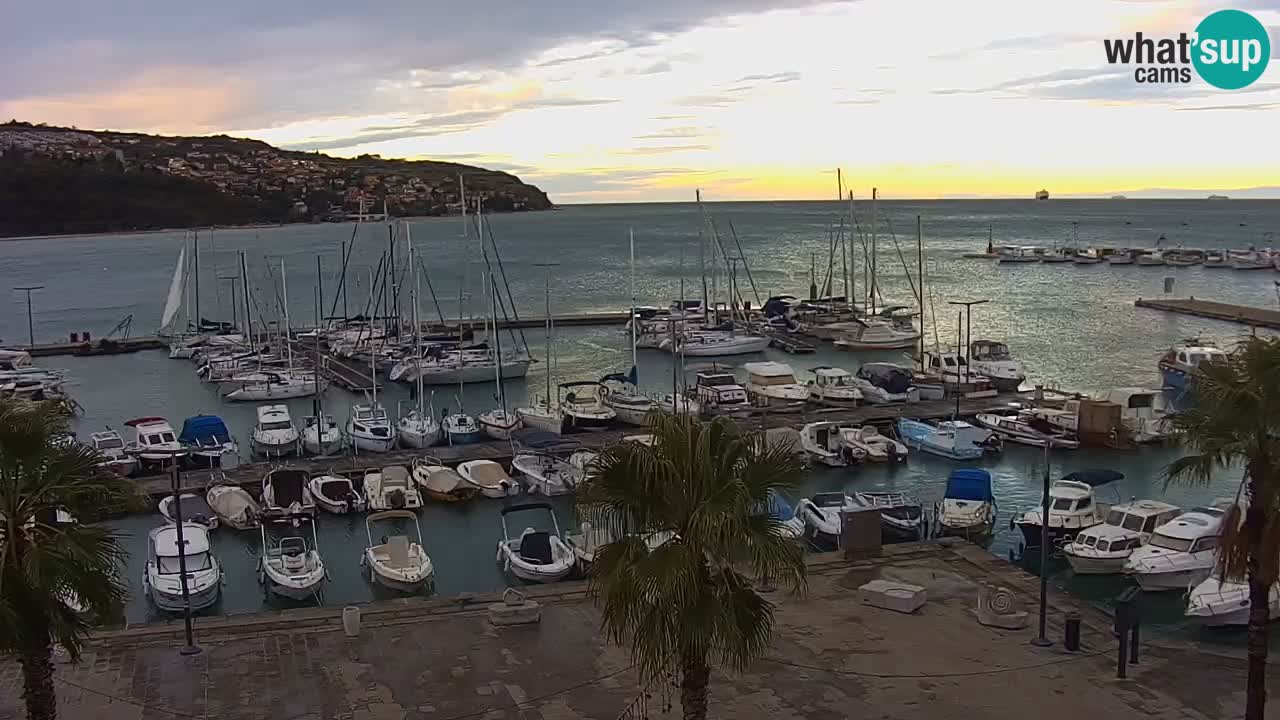 Webcam Koper – Panorama of the marina and promenade from the Grand Hotel Koper