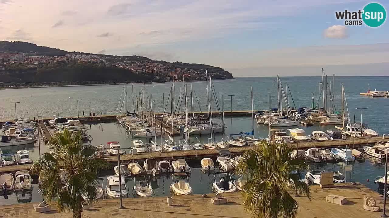Webcam Koper – Panorama des Jachthafens und der Promenade vom Hotel Grand Koper
